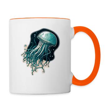 Une méduse - Mug contrasté - blanc/orange - Droite