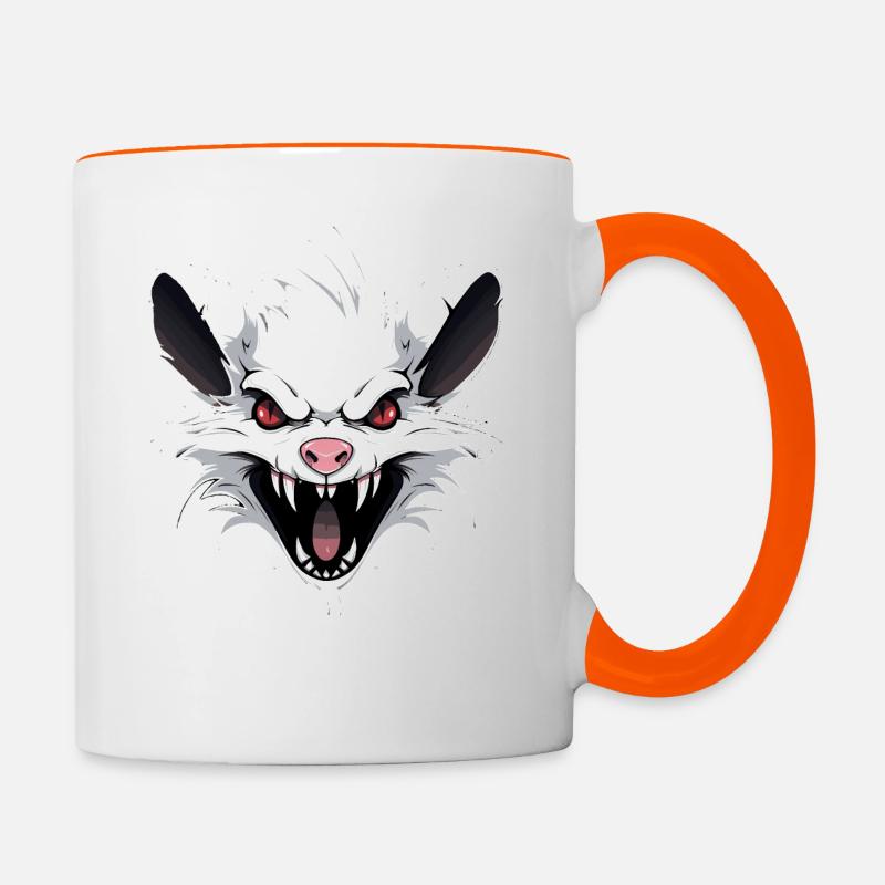 Weiße Punk Ratte - Tasse zweifarbig - Weiß/Orange