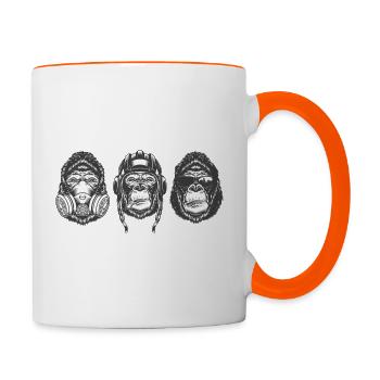 Affen 2.0 next generation! 3 Affen - Tasse zweifarbig - Weiß/Orange - Rechts