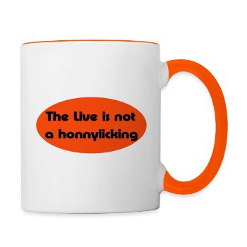 Honigschlecken - Tasse zweifarbig - Weiß/Orange - Rechts