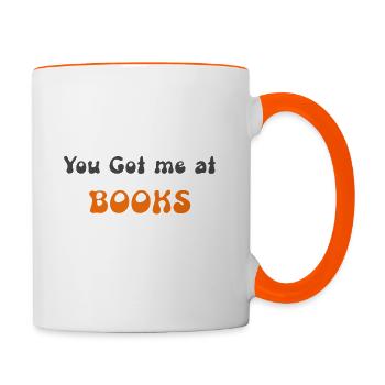 Tu m’as eu aux livres - Mug contrasté - blanc/orange - Droite