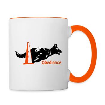Obedience Kelpie Pylo avec écriture - Mug contrasté - blanc/orange - Droite