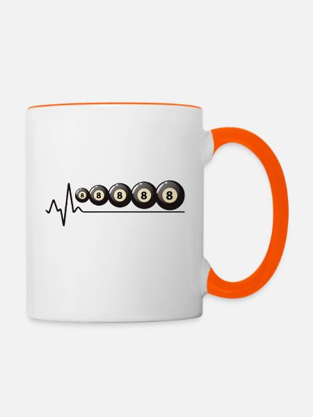 Billard-Herzschlag - Tasse zweifarbig - Weiß/Orange