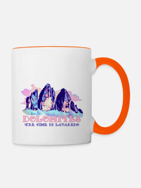 Dolomites Tre Cime di Lavaredo Drei Zinnen Wandern - Tasse zweifarbig - Weiß/Orange