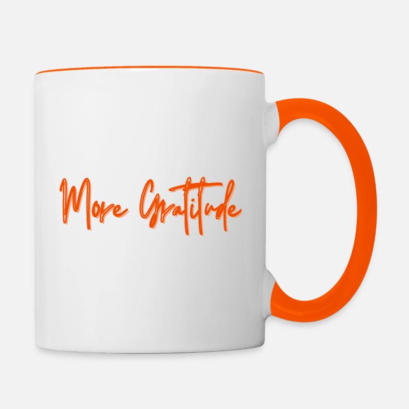 Mug ''More Gratitude'' - Citation Positive - Mug contrasté - blanc/orange