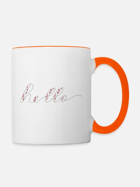 Hallo - Tasse zweifarbig - Weiß/Orange