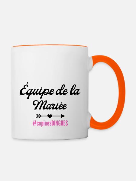 Das Brautteam - passendes T-Shirt - Tasse zweifarbig - Weiß/Orange