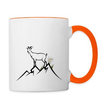 Berg, Alpen - Tasse zweifarbig - Weiß/Orange - Rechts