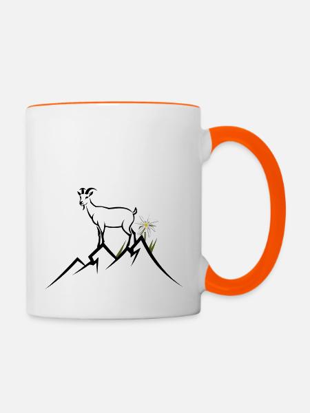 Berg, Alpen - Tasse zweifarbig - Weiß/Orange