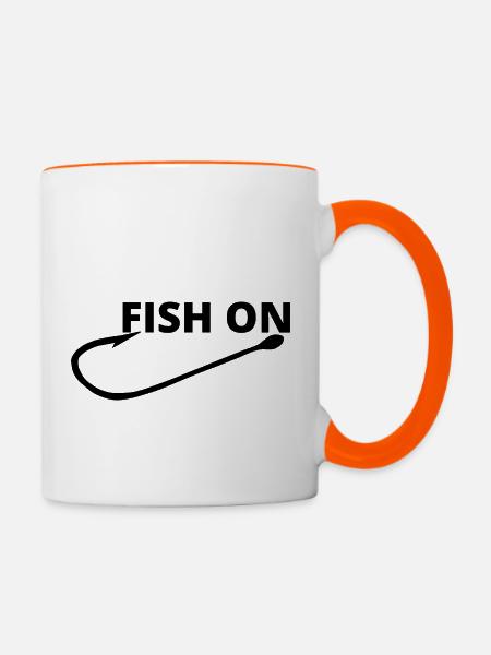 Fischen auf - Tasse zweifarbig - Weiß/Orange