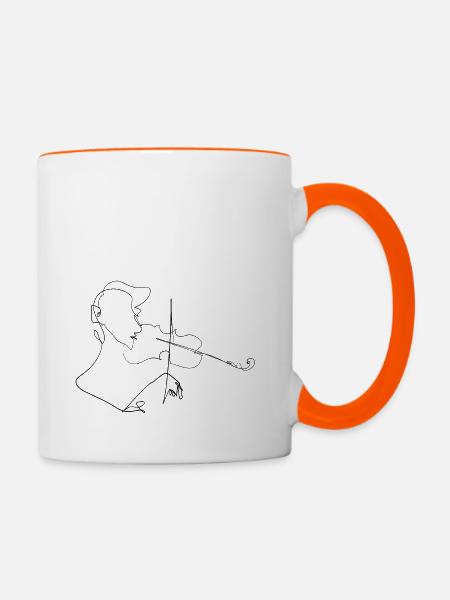 Geige - Tasse zweifarbig - Weiß/Orange