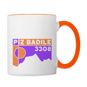 Tour du Piz Badile, Randonnée à ski, Tour en montagne, Souvenir, Souvenir - Mug contrasté - blanc/orange - Droite