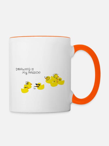 Drawing is my passion - Tasse zweifarbig - Weiß/Orange