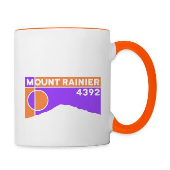 Mount Rainier Besteigung Wanderung Andenken USA - Tasse zweifarbig - Weiß/Orange - Rechts