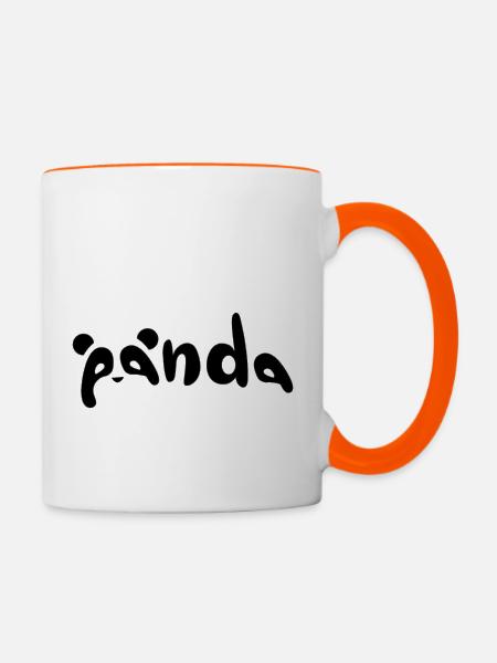 Pandabär - Tasse zweifarbig - Weiß/Orange