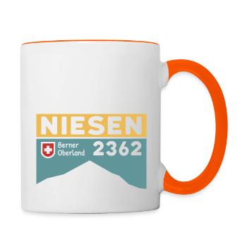Niesen Hiking Hike Stair Run Height Souvenir - Contrasting Mug - white/orange - Right