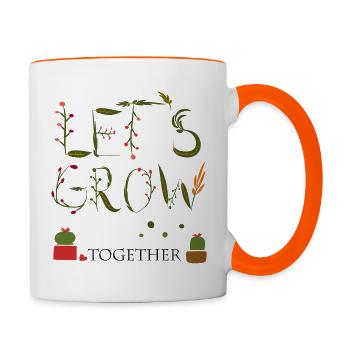 let`s grow together - Tasse zweifarbig - Weiß/Orange - Rechts