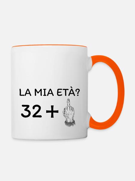 Mein Alter 33 - Tasse zweifarbig - Weiß/Orange