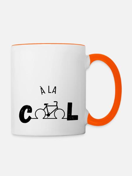 Cool - Fahrrad-Geschenkidee - Tasse zweifarbig - Weiß/Orange