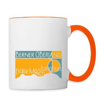 Eiger Mönch Jungfrau Jungfraujoch Berner Oberland - Tasse zweifarbig - Weiß/Orange - Rechts