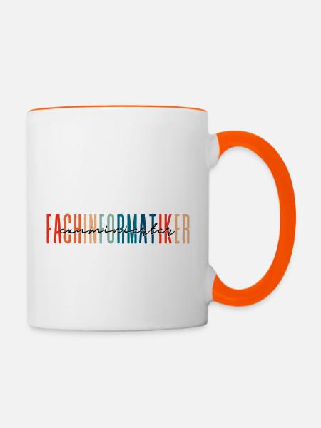 examinierter Fachinformatiker - buntes Design - Tasse zweifarbig - Weiß/Orange