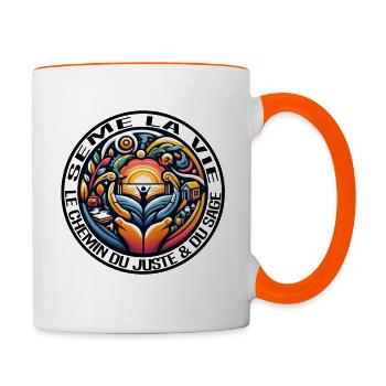 Logo Sème la Vie (texte noir) - Mug contrasté - blanc/orange - Droite