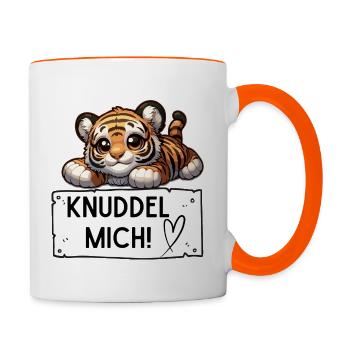 Knuddel mich süßes Tigerbaby - Tasse zweifarbig - Weiß/Orange - Rechts