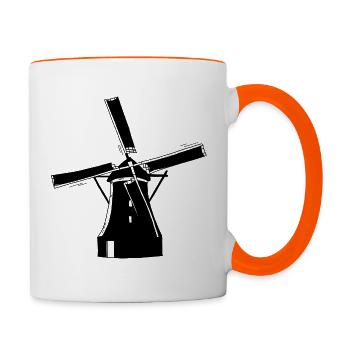 Windmühle schwarz - Tasse zweifarbig - Weiß/Orange - Rechts