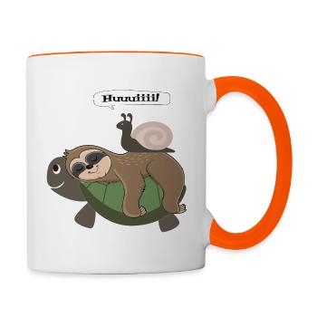 Snail Sloth Turtle - Contrasting Mug - white/orange - Right