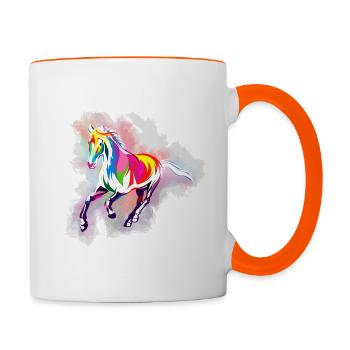 Für jeden, der Pferde mag und gern reitet. - Tasse zweifarbig - Weiß/Orange - Rechts