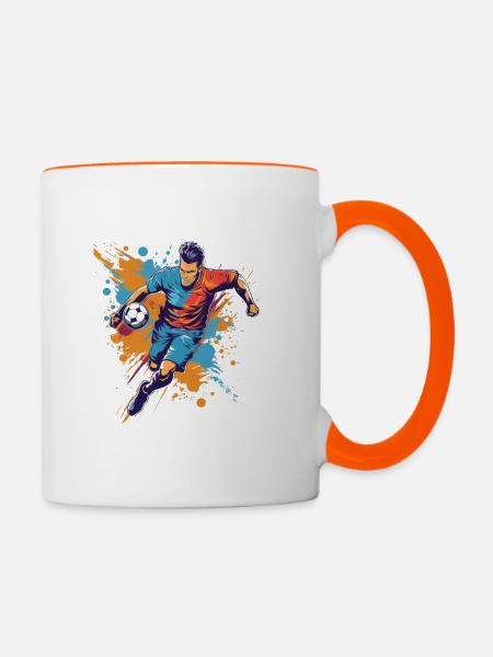 Soccer Player - Tasse zweifarbig - Weiß/Orange