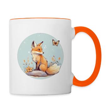 Cute fox - Contrasting Mug - white/orange - Right