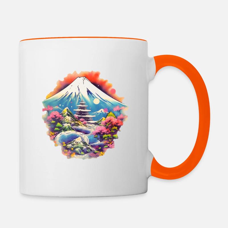 Mount Fuji - Contrasting Mug - white/orange