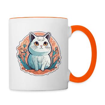 Cuddly kitty - Contrasting Mug - white/orange - Right