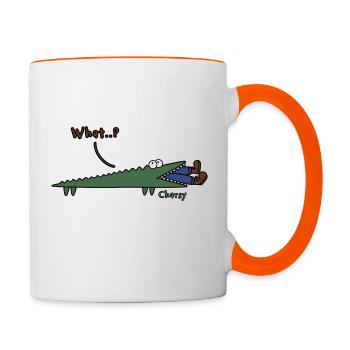 Mr Crocodile Simple Humoriste Comique | Illustration de bande dessinée - Mug contrasté - blanc/orange - Droite