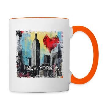 New York, rétro, vintage - Saint Valentin - Mug contrasté - blanc/orange - Droite