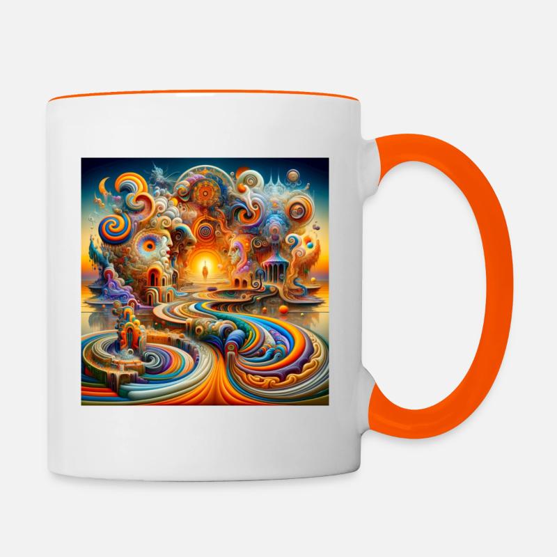 Tempel Psyart - Tasse zweifarbig - Weiß/Orange