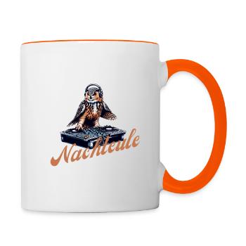 Nachteule Dj Pult Musik - Tasse zweifarbig - Weiß/Orange - Rechts