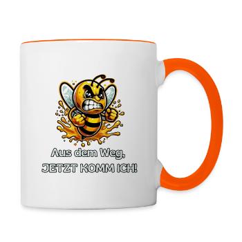 Out of the way, now I'm coming bee! - Contrasting Mug - white/orange - Right