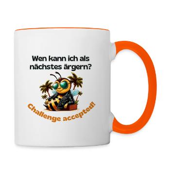Qui puis-je ennuyer Bee drôle de dire - Mug contrasté - blanc/orange - Droite