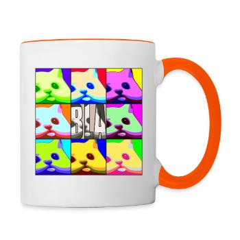 Katze Bla Popart - Tasse zweifarbig - Weiß/Orange - Rechts