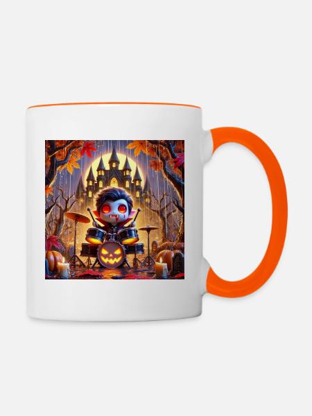 Vampir Halloween Schläger - Tasse zweifarbig - Weiß/Orange