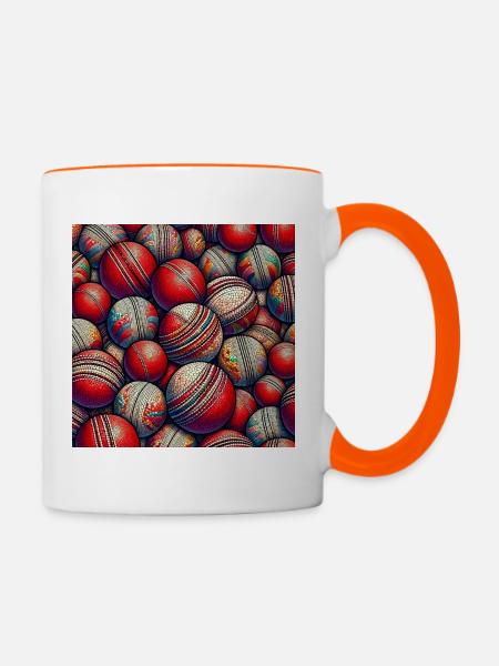 Cricketball Mosaik - Tasse zweifarbig - Weiß/Orange