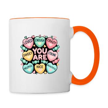 Du bist wundervoll - Tasse zweifarbig - Weiß/Orange - Rechts
