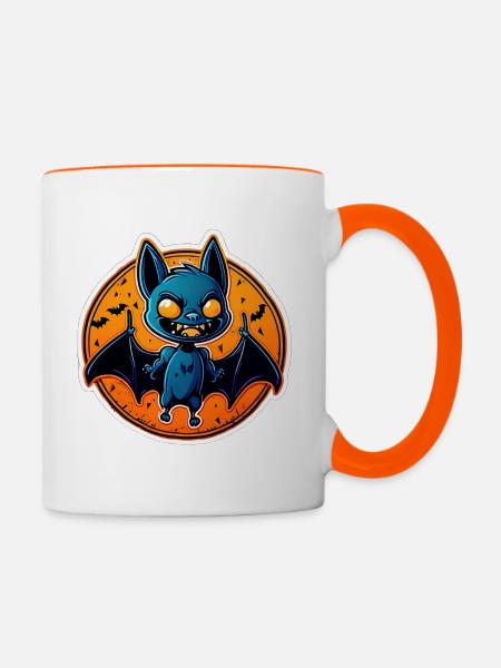 Blue Bat Halloween - Tasse zweifarbig - Weiß/Orange