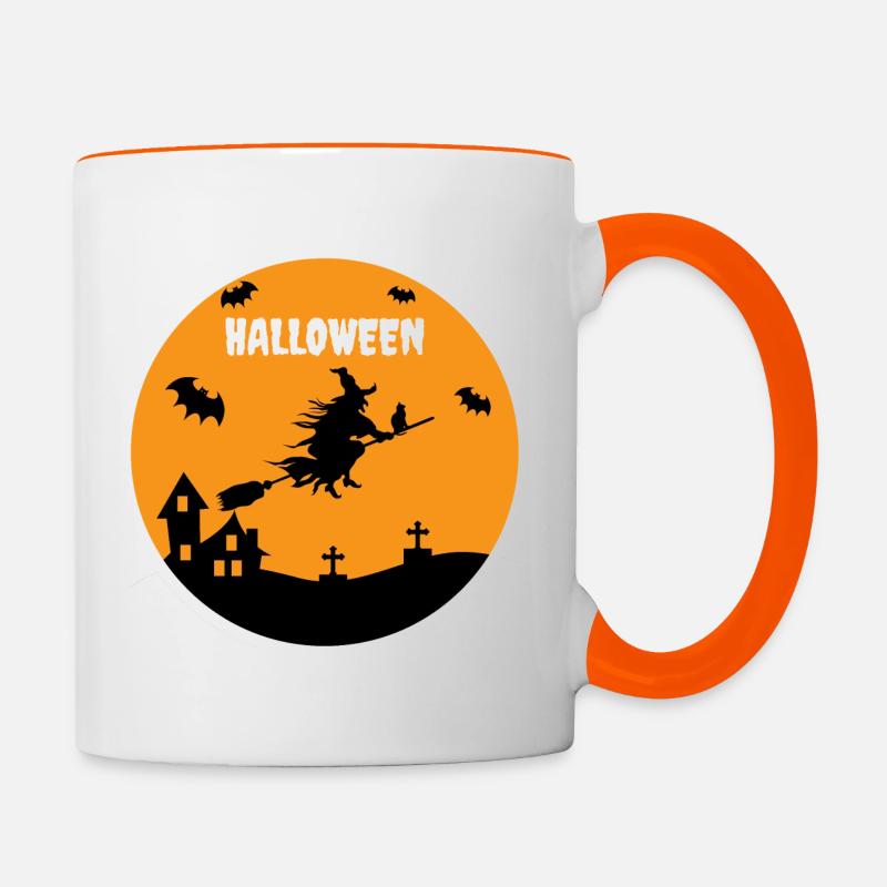 Halloween - Tofarget kopp - hvit/oransje