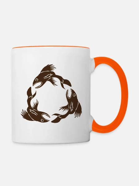 drei Fische - Tasse zweifarbig - Weiß/Orange