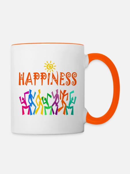 HAPPINESS - Tasse zweifarbig - Weiß/Orange