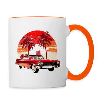 Car in the Sunset - Contrasting Mug - white/orange - Right