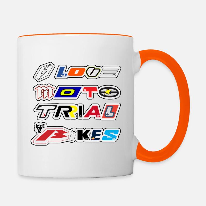 I LOVE MOTO TRIAL BIKES édition puzzle multi-logo - Mug contrasté - blanc/orange